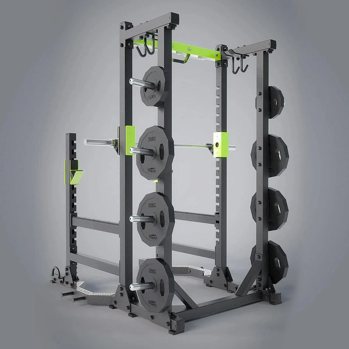 Commercial Heavy Duty Multi-Function Gym Rack with Squat, Power, and Dumbbell Storage