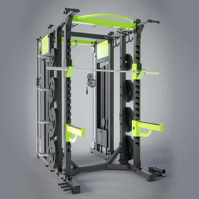 Commercial Heavy Duty Multi-Function Gym Rack with Squat, Power, and Dumbbell Storage