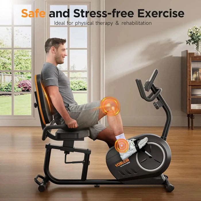 Recumbent Exercise Bike for Home Use with Resistance Bands and Smart Workout App