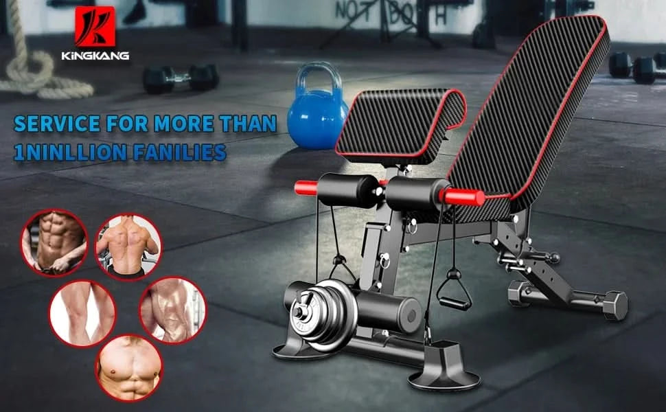 Adjustable Weight Bench with Resistance Bands