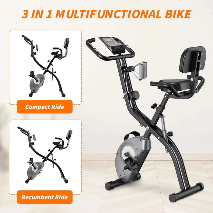 ATIVAFIT Foldable Exercise Bike: 3-in-1 Upright and Recumbent Stationary Bike