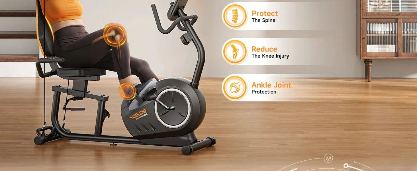 Recumbent Exercise Bike for Home Use with Resistance Bands and Smart Workout App