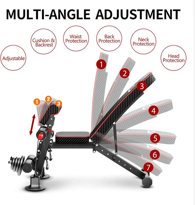 Adjustable Weight Bench with Resistance Bands