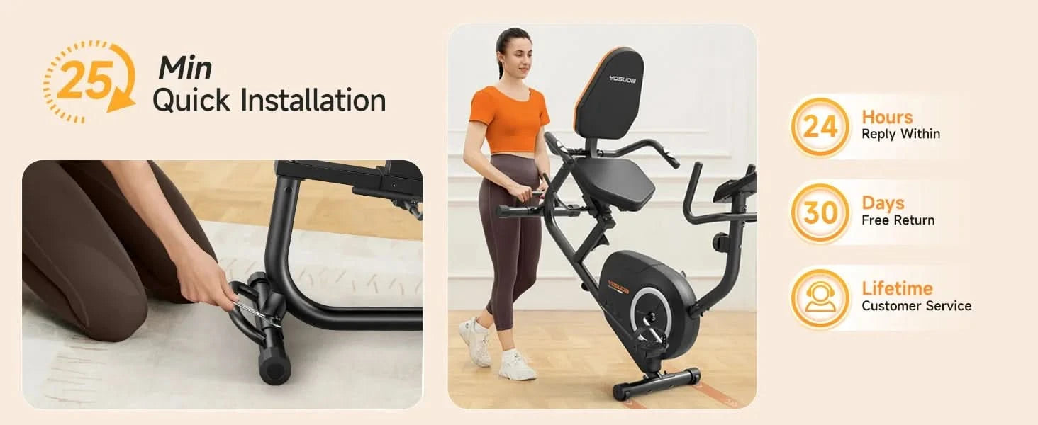 Recumbent Exercise Bike for Home Use with Resistance Bands and Smart Workout App