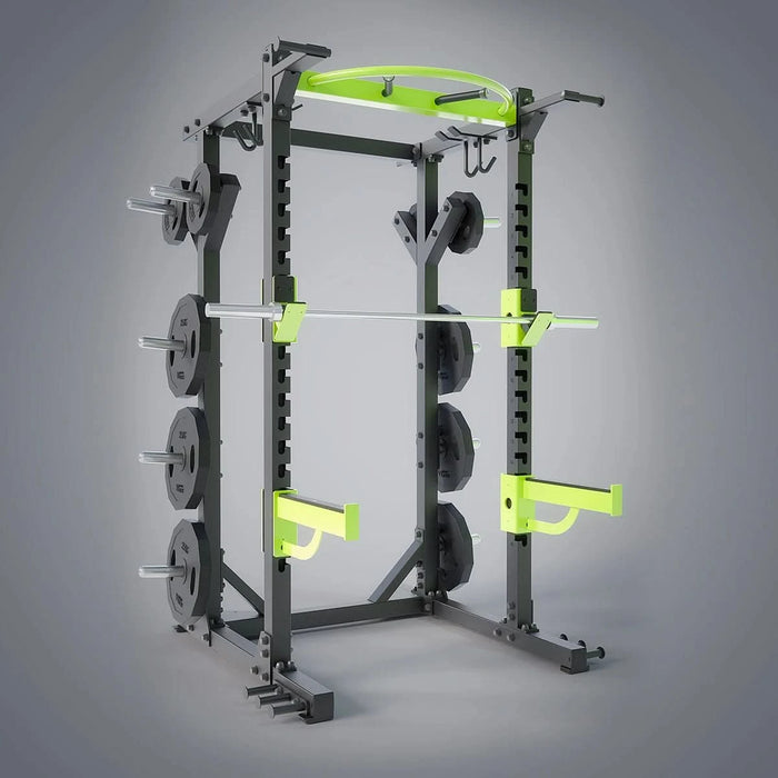 Commercial Heavy Duty Multi-Function Gym Rack with Squat, Power, and Dumbbell Storage