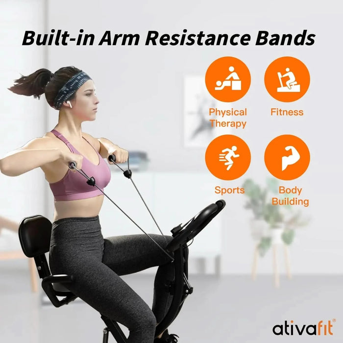 ATIVAFIT Foldable Exercise Bike: 3-in-1 Upright and Recumbent Stationary Bike