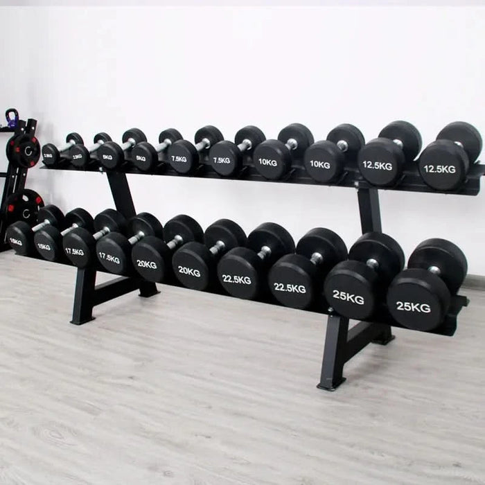 Two-Tier Commercial Steel Dumbbell Rack for Home & Gym Use