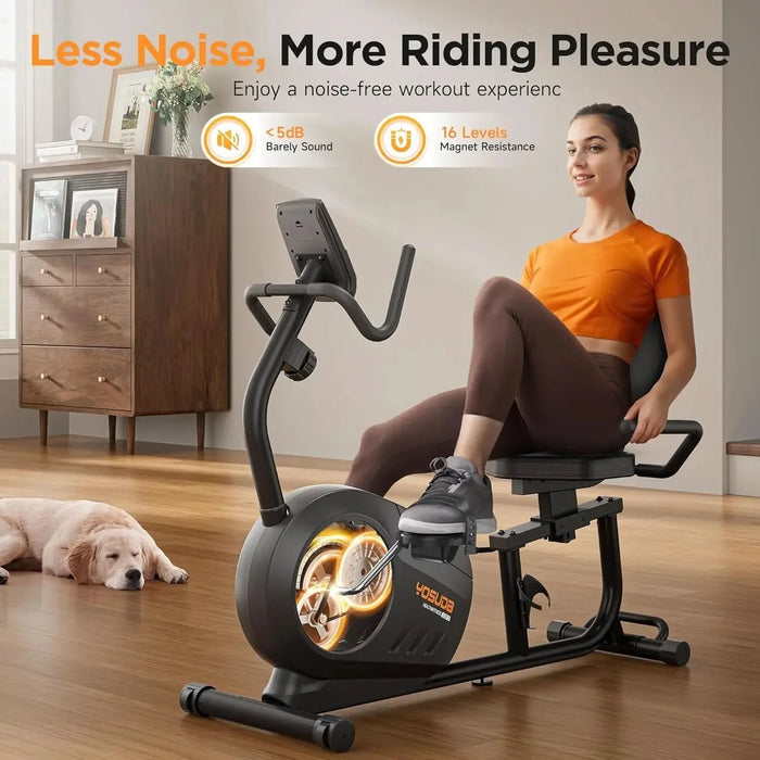 Recumbent Exercise Bike for Home Use with Resistance Bands and Smart Workout App