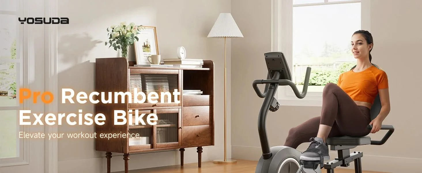 Recumbent Exercise Bike for Home Use with Resistance Bands and Smart Workout App