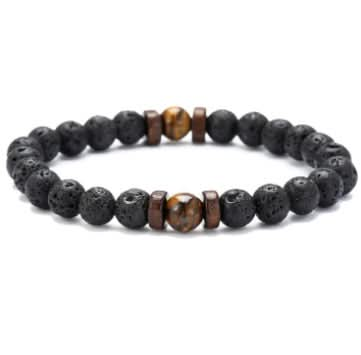 Men's Black Volcanic Stone Bracelet