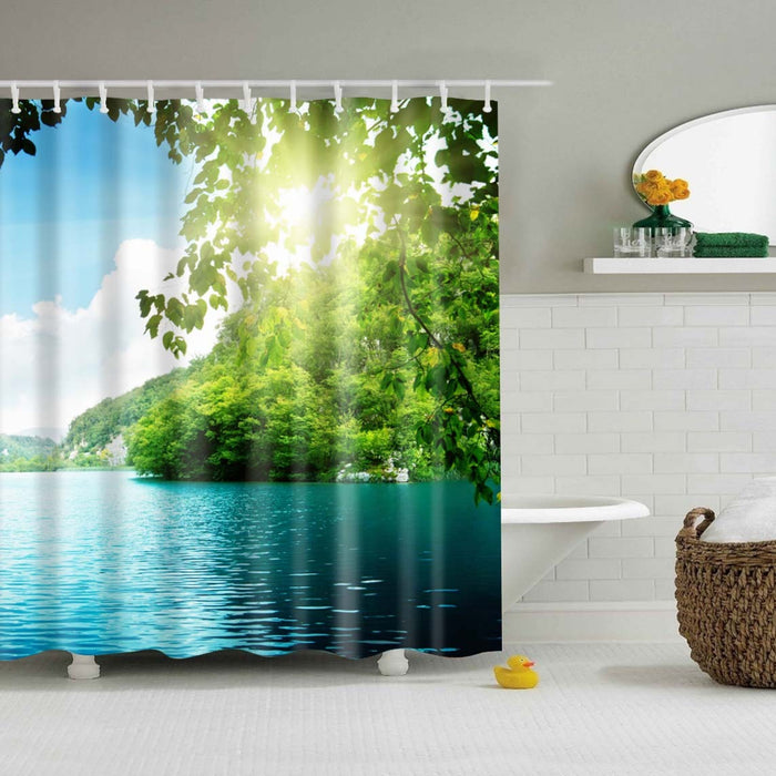 Digital Printing Shower Curtain Landscape Painting Shower Curtain Waterproof