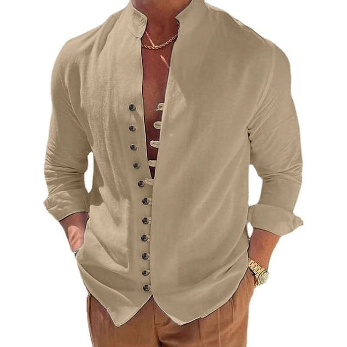 Casual Loose Fit Cotton Linen Long Sleeve Shirt