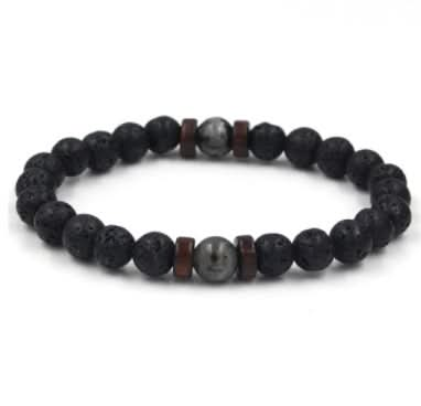 Men's Black Volcanic Stone Bracelet