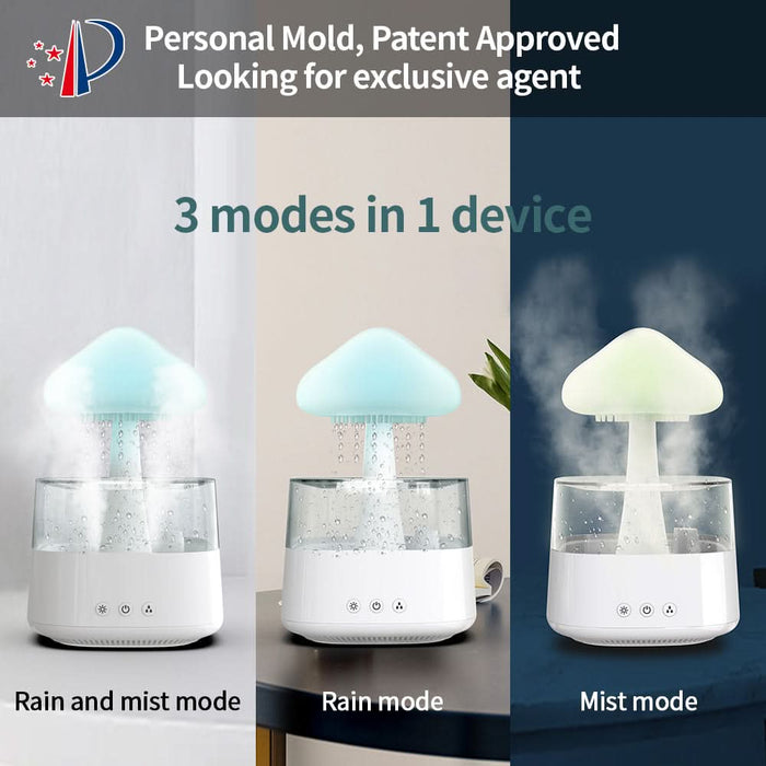 Rain Cloud Mushroom Humidifier - Water Drop Design