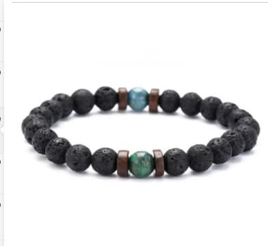 Men's Black Volcanic Stone Bracelet