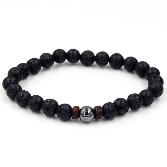 Men's Black Volcanic Stone Bracelet