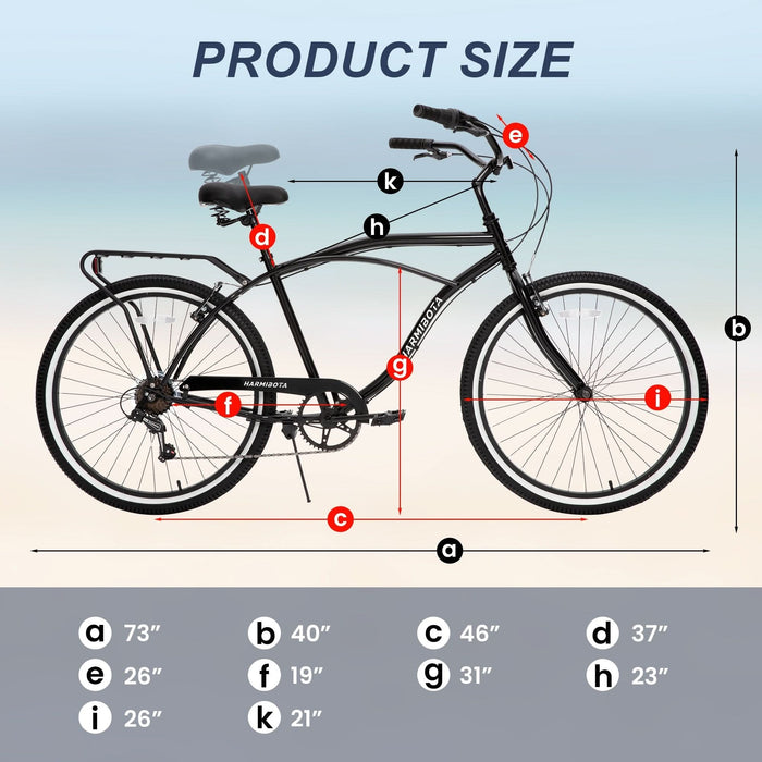 Multifunctional 26-Inch 7-Speed Bike with Steel Frame | Unisex Beach Bike