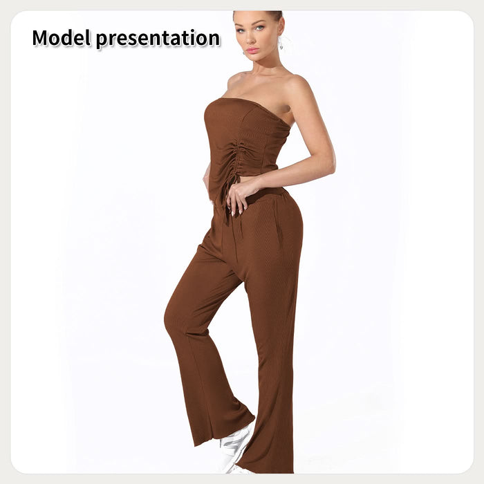 Strapless Slim and Flared Top and Pants Set