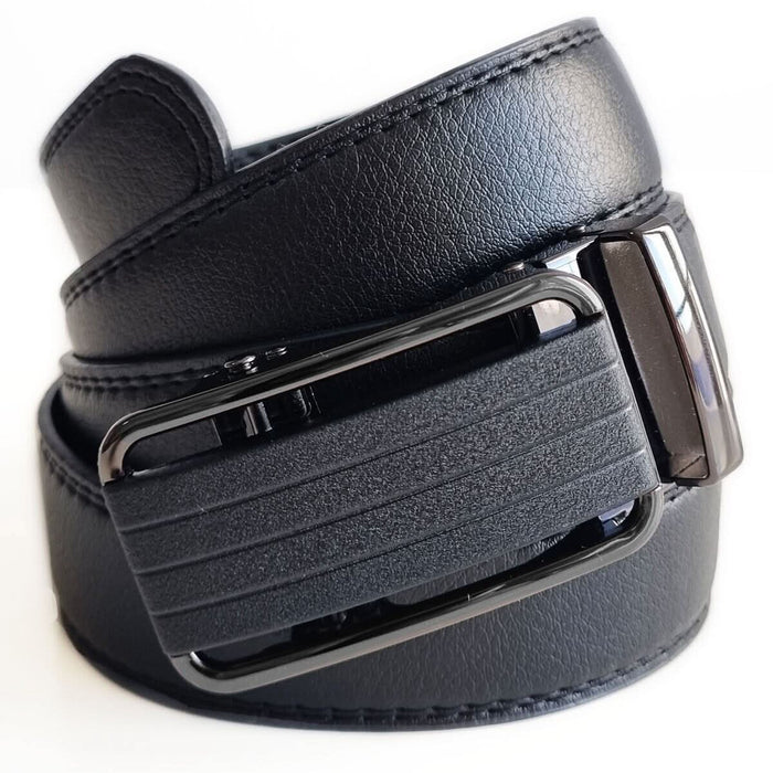 Men's Leather Ratchet Belt with Slide Buckle