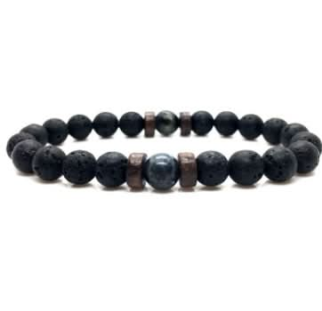 Men's Black Volcanic Stone Bracelet