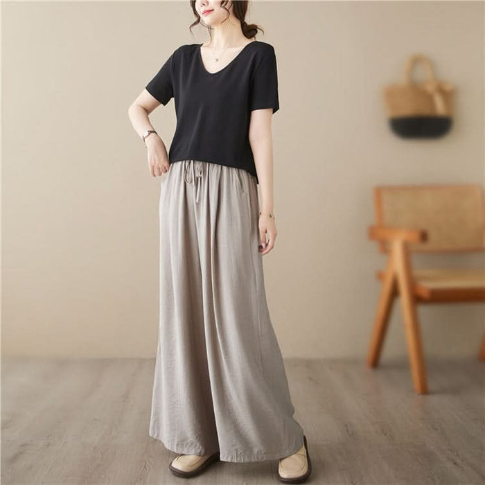 New Plus Size Wide-Leg Straight Casual Pants