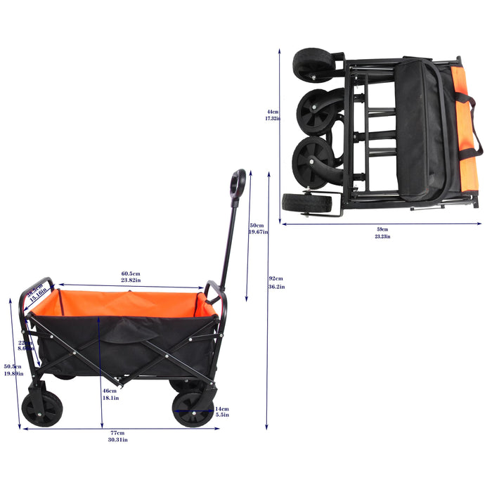 Mini Folding Garden Wagon - Outdoor Shopping Cart & Tools Transporter