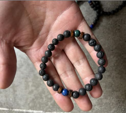 Men's Black Volcanic Stone Bracelet