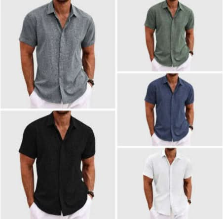 Men's Loose Fit Solid Color Linen Short Sleeve T-Shirt