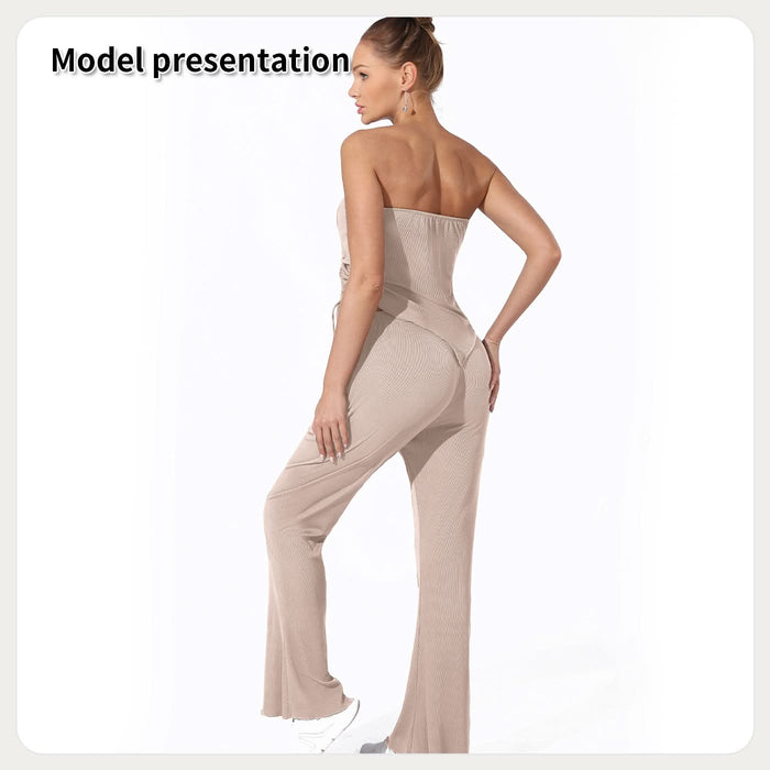 Strapless Slim and Flared Top and Pants Set